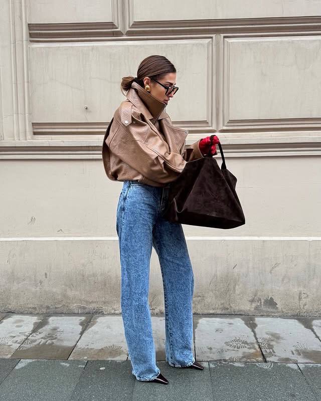 Oversized textured leather jacket. Geaca oversized din piele texturat KALINKA FURS