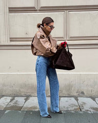 Oversized textured leather jacket. Geaca oversized din piele texturat KALINKA FURS