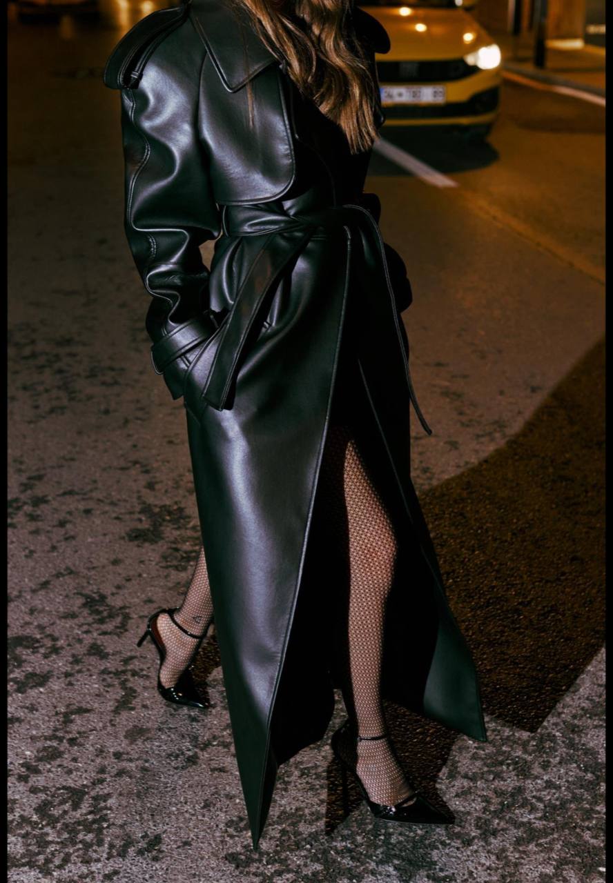 Vegan leather trench coat. Trench din piele vegana KALINKA FURS