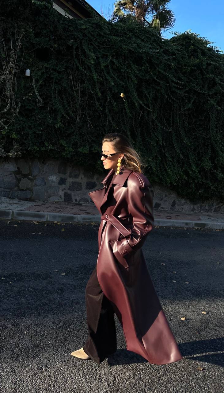 Vegan leather trench coat. Trench din piele vegana KALINKA FURS