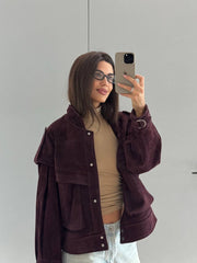 Suede jacket with pocket. Geaca din piele întoarsă cu buzunare KALINKA FURS