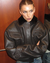 Shearling bomber jacket. Geaca bomber din lana KALINKA FURS