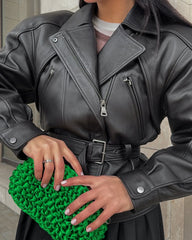 Waisted leather jacket. Geaca din piele ajustată în talie KALINKA FURS