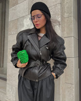 Waisted leather jacket. Geaca din piele ajustată în talie KALINKA FURS