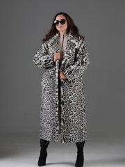 Women's Faux Fur Long Winter Coat Eco Lynx White Leopard KALINKA FURS