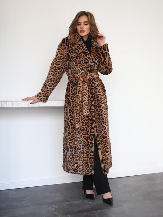 Women's Faux Fur Long Winter Coat Eco Tiger Print KALINKA FURS