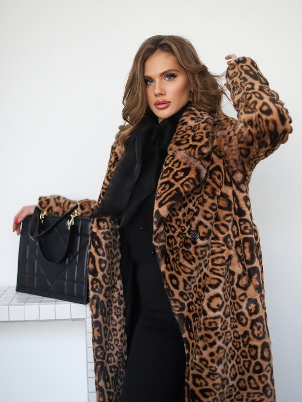 Women's Faux Fur Long Winter Coat Eco Tiger Print KALINKA FURS