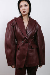 Waisted pocket leather blazer. Geaca din piele pe talie KALINKA FURS