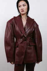 Waisted pocket leather blazer. Geaca din piele pe talie KALINKA FURS