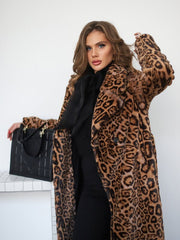 Women's Faux Fur Long Winter Coat Eco Tiger Print KALINKA FURS