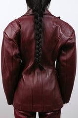 Waisted pocket leather blazer. Geaca din piele pe talie KALINKA FURS