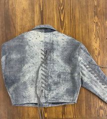 Black Leather Jacket with Laces. Geaca din piele naturala cu sireturi KALINKA FURS