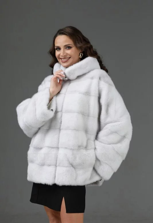 Hooded mink fur. Blana din vizon cu fermoar si gluga KALINKA FURS