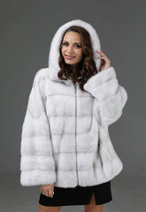 Hooded mink fur. Blana din vizon cu fermoar si gluga KALINKA FURS