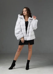 Hooded mink fur. Blana din vizon cu fermoar si gluga KALINKA FURS