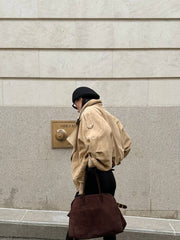 Leather suede beige jacket. Geaca de piele intoarsa bej KALINKA FURS