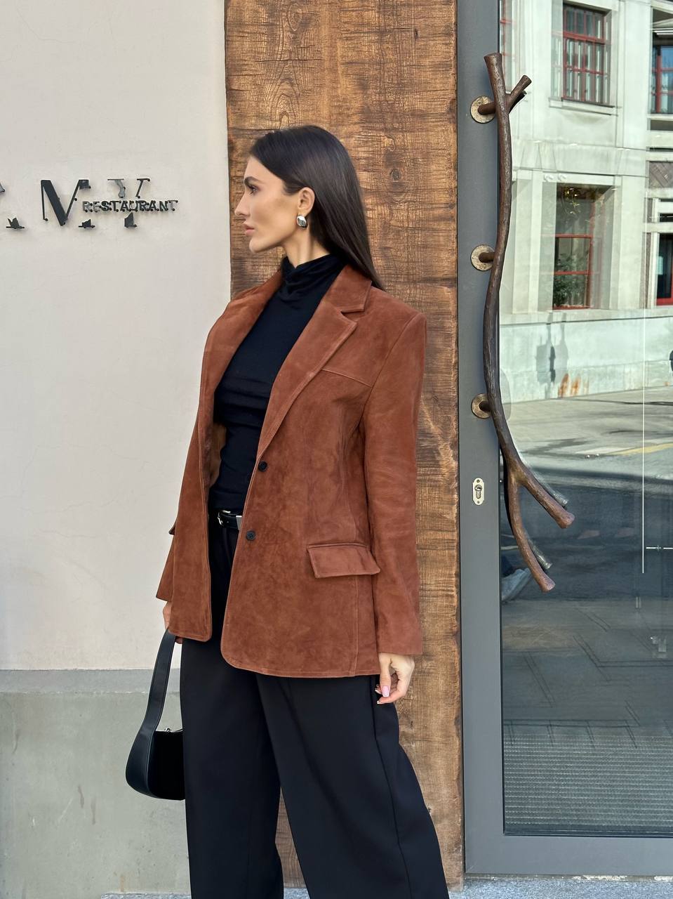 Suede leather blazer. Blazer din piele intoarsa KALINKA FURS