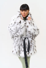 Organic fox fur jacket with lynx inserts