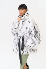 Organic fox fur jacket with lynx inserts