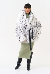 Organic fox fur jacket with lynx inserts