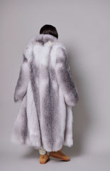 Marina jacheta din blană naturală de vulpe argintie de colecție