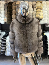 Natural fox fur jacket, grey shade