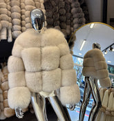 Natural polar fox fur jacket, short model