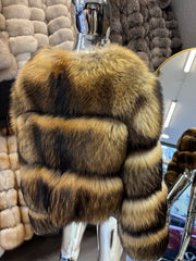 Jacheta din blana naturala de vulpe in doua culori, model scurt