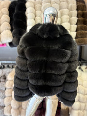 Jacheta din blana naturala de vulpe, cu revere