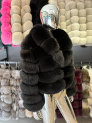 Jacheta din blana naturala de vulpe, cu revere