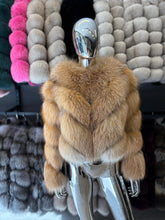 Natural fox fur jacket in stripes