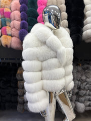 Natural polar fox fur jacket, all white