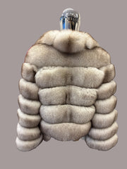 Jacheta din blana de vulpe polara, nuanta ecru