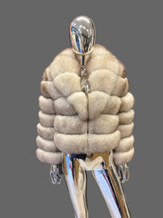 Jacheta din blana de vulpe polara, nuanta ecru