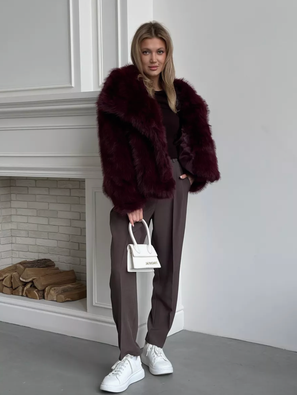 Blana ecologica de nuanta bordo. Model oversized. KALINKA FURS