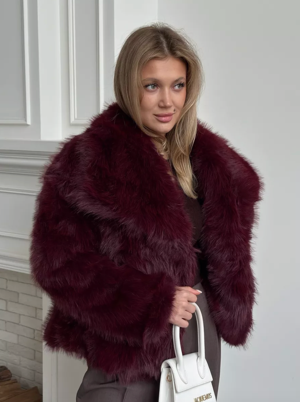 Blana ecologica de nuanta bordo. Model oversized. KALINKA FURS