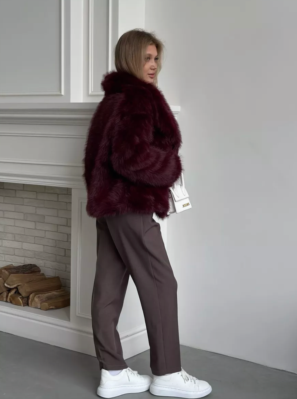 Blana ecologica de nuanta bordo. Model oversized. KALINKA FURS