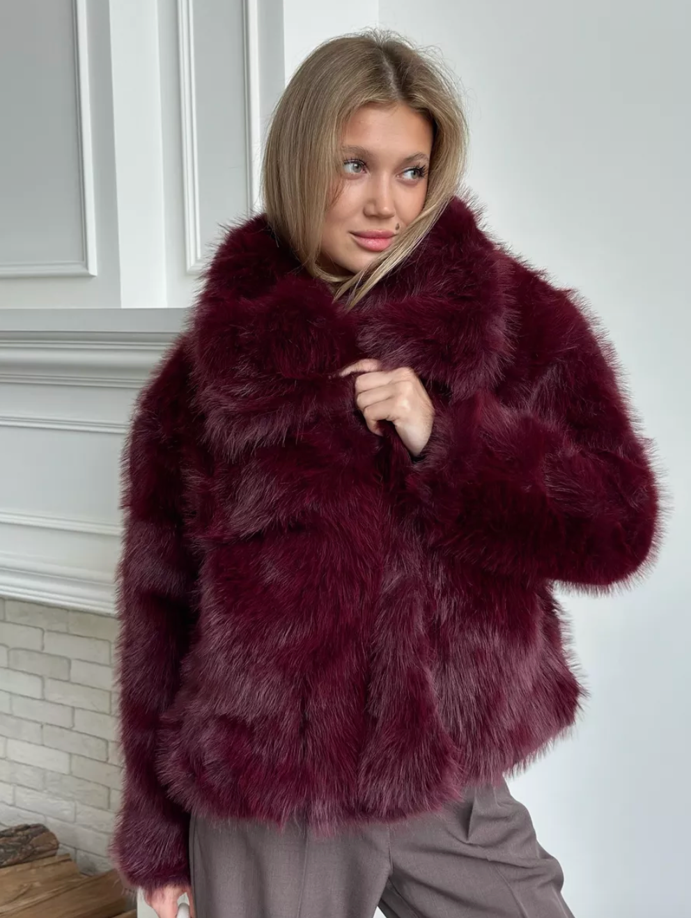 Blana ecologica de nuanta bordo. Model oversized. KALINKA FURS