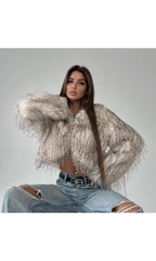 Blana ecologica din pene de strut, scurta KALINKA FURS