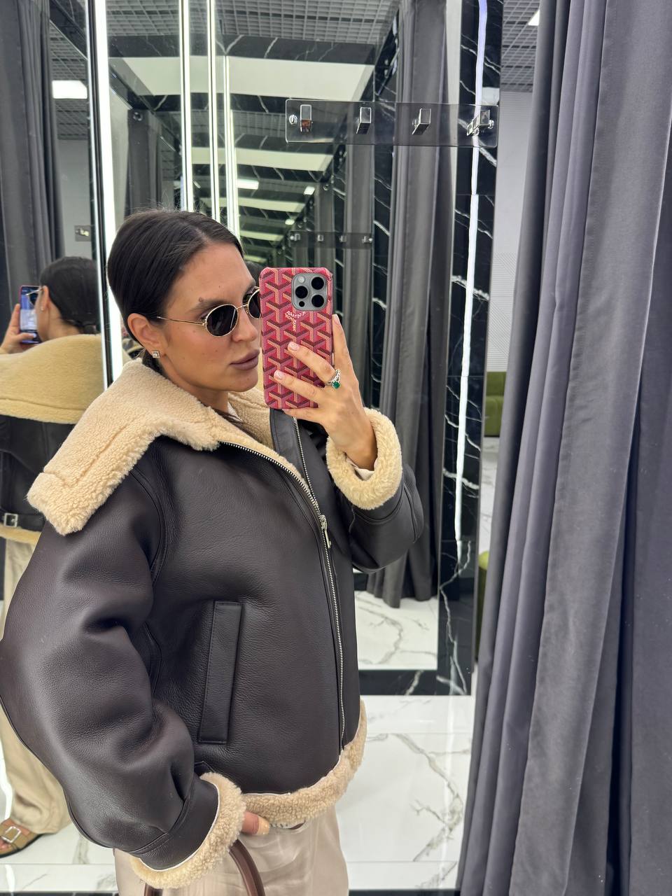 Natural shearling jacket leather. Cojoc din blana naturala de oaie KALINKA FURS