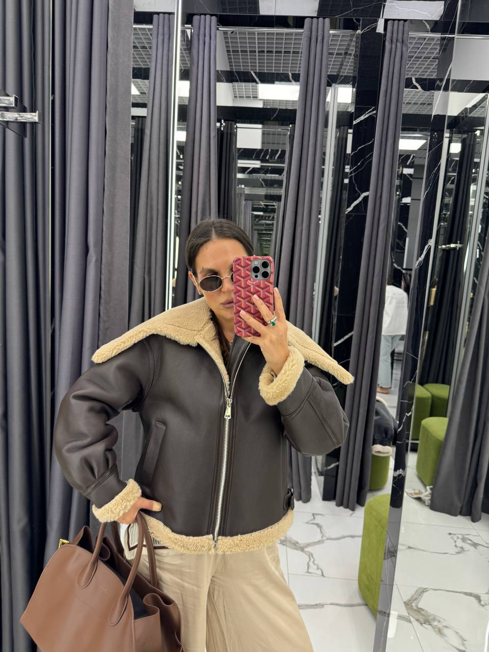 Natural shearling jacket leather. Cojoc din blana naturala de oaie KALINKA FURS