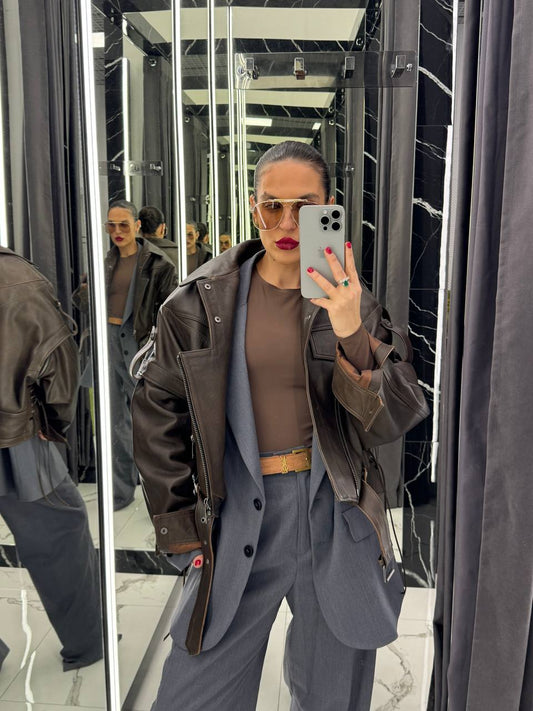 Leather Jacket. Geaca din piele naturala KALINKA FURS