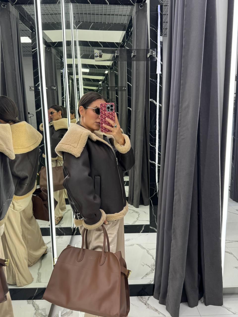 Natural shearling jacket leather. Cojoc din blana naturala de oaie KALINKA FURS