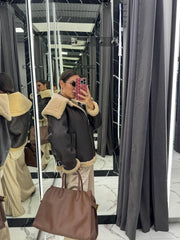 Natural shearling jacket leather. Cojoc din blana naturala de oaie KALINKA FURS