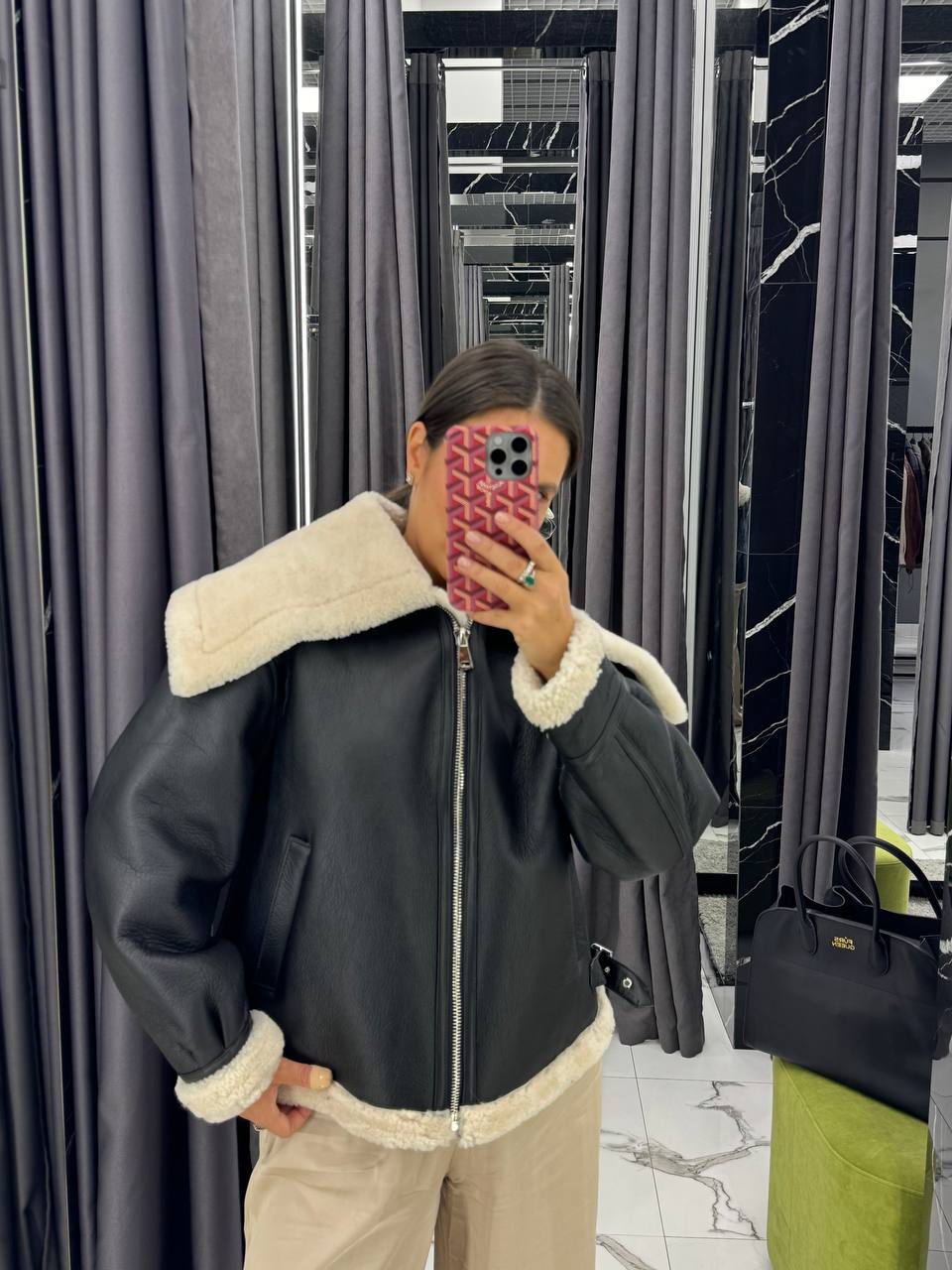 Natural shearling jacket leather. Cojoc din blana naturala de oaie KALINKA FURS