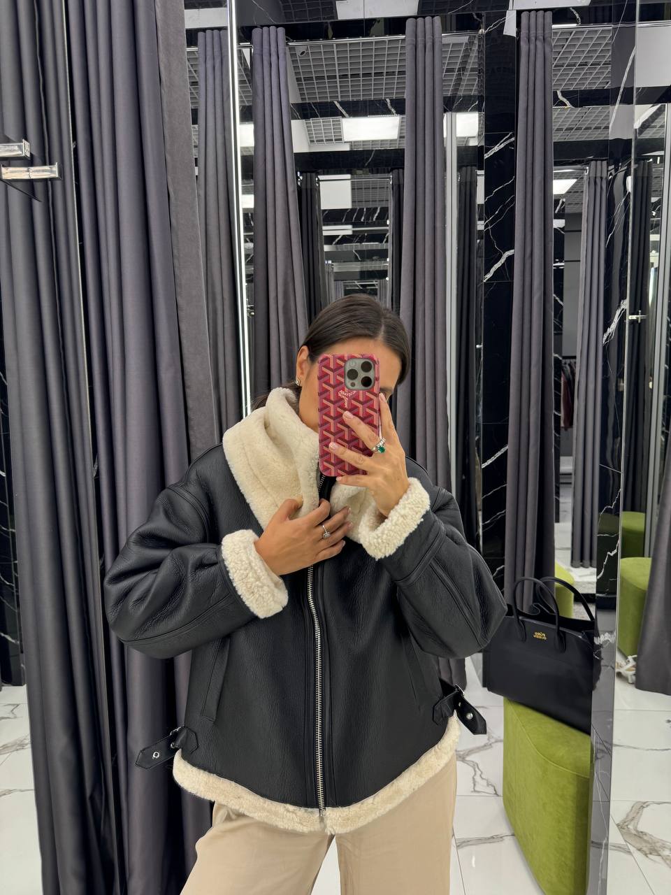 Natural shearling jacket leather. Cojoc din blana naturala de oaie KALINKA FURS