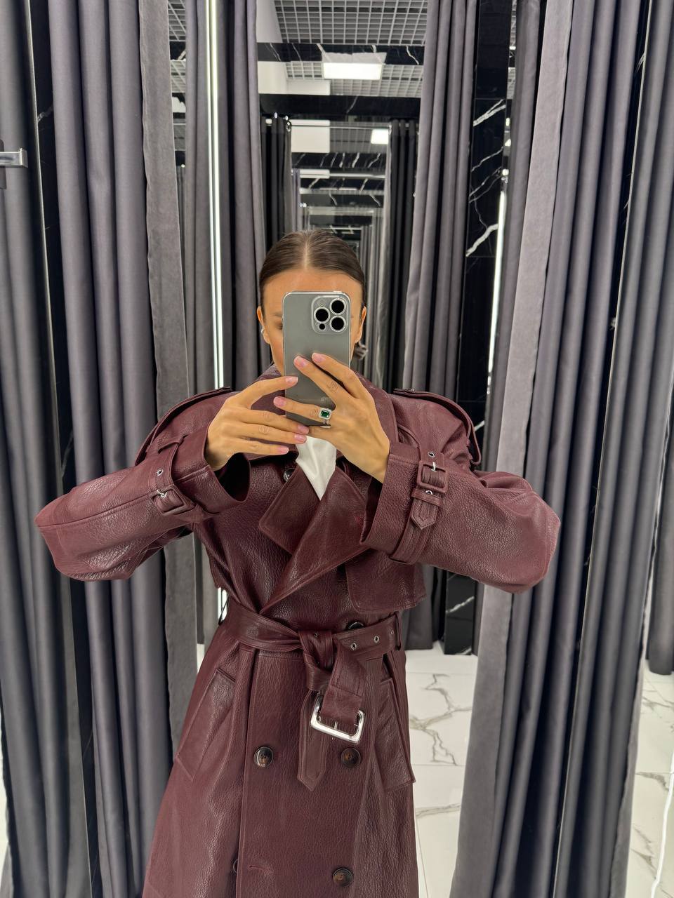 Leather Trench Coat. Trench din piele naturala KALINKA FURS