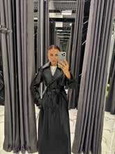Leather Trench Coat. Trench din piele naturala negru KALINKA FURS