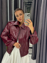 Leather Jacket. Geaca burgundy din piele naturala KALINKA FURS