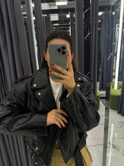 Glossy Leather Jacket. Geaca cu efect lucios KALINKA FURS